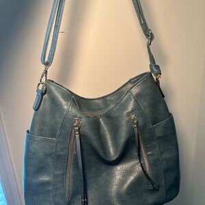 Chic Teal Leather Hobo Bag